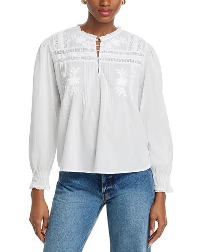 Velvet By Graham & Spencer Byrdie Long Sleeve Boho Top In White