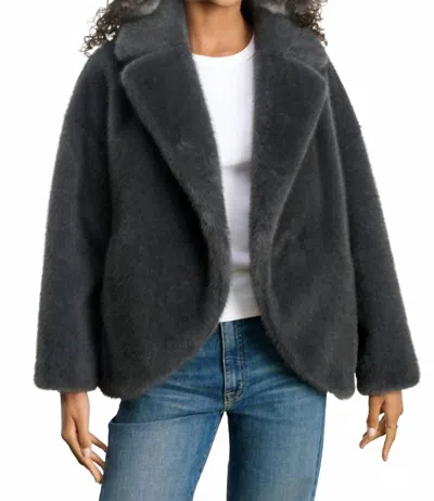 Velvet By Graham & Spencer Carolyn Faux Fur Jacket In Slate In Gray