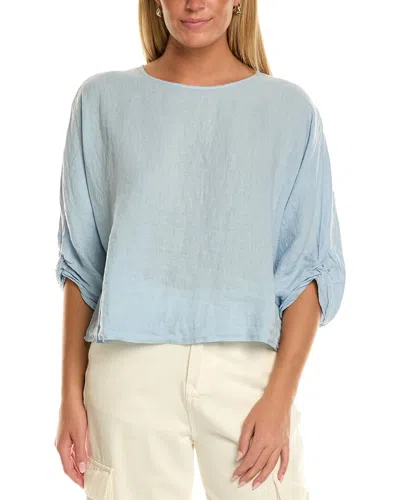 Velvet By Graham & Spencer Cass Woven Linen Top In Blue