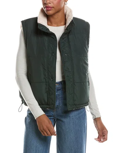 Velvet By Graham & Spencer Cathy Puffer Sherpa Vest In Green