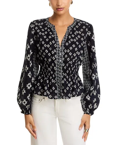 Velvet By Graham & Spencer Charlotte Long Sleeve Button Front Blouse In Blue