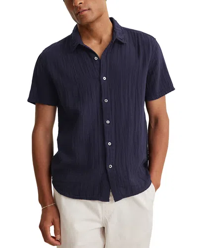 Velvet By Graham & Spencer Christian02 Cotton Crepe Button Down Shirt In Blue