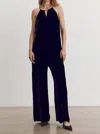 Velvet By Graham & Spencer Cienna Velvet Jumpsuit In Navy In Black