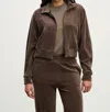 Velvet By Graham & Spencer Claire Zip Up Top In Chocolate In Gold