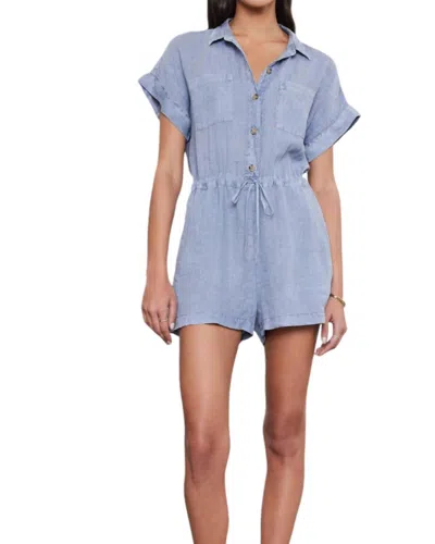 Velvet By Graham & Spencer Clare Linen Romper In Chill In Brown