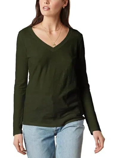 Velvet By Graham & Spencer Cotton Slub Long Sleeve Tee In Green