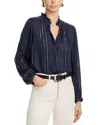 Velvet By Graham & Spencer Cynthia Metallic Threaded Blouse In Blue