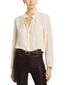 Velvet By Graham & Spencer Cynthia Metallic Threaded Blouse In Neutral