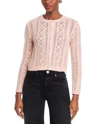 Velvet By Graham & Spencer Daisy Long Sleeve Crewneck Cardigan In Pink
