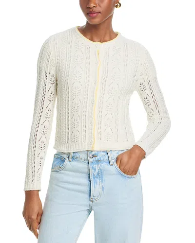 Velvet By Graham & Spencer Daisy Long Sleeve Crewneck Cardigan In White