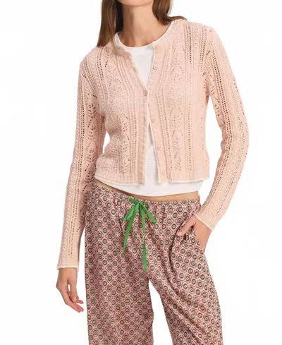 Velvet By Graham & Spencer Daisy Pointelle Cardigan In Blush In Multi