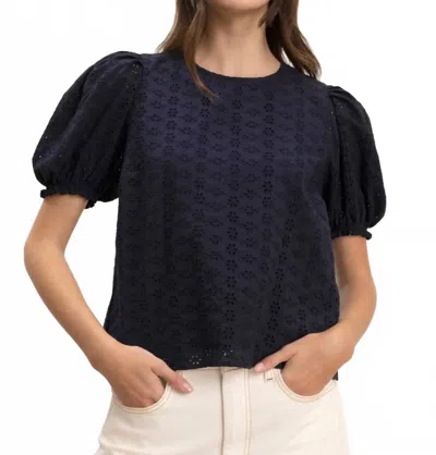 Velvet By Graham & Spencer Dalyn Eyelet Top In Ink In Blue