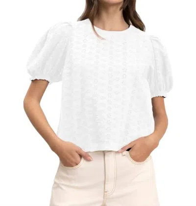 Velvet By Graham & Spencer Dalyn Puff Sleeves Textured Top In White