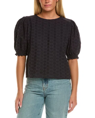 Velvet By Graham & Spencer Dalyn Short Sleeve Woven Top In Black