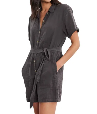 Velvet By Graham & Spencer Dane Cotton Gauze Romper In Smoke In Grey