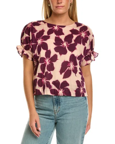 Velvet By Graham & Spencer Delilah Short Sleeve Woven Top In Multi