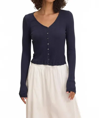 Velvet By Graham & Spencer Drew Button Up Cardigan In Navy In Blue