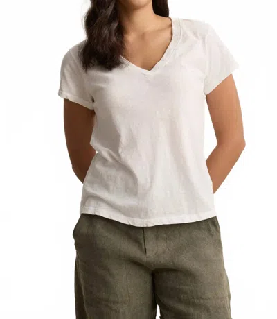 Velvet By Graham & Spencer Eli V Neck Tee Shirt In White