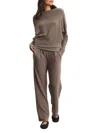 Velvet By Graham & Spencer Eliya Triblend Knit Straight-leg Pants In Mocha