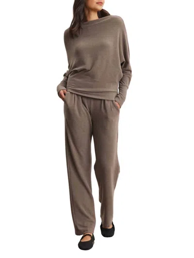 Velvet By Graham & Spencer Eliya Triblend Knit Straight-leg Pants In Mocha