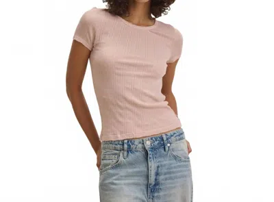 Velvet By Graham & Spencer Enati Pointelle Short Sleeve Tee In Tutu In Pink