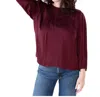 Velvet By Graham & Spencer Esme Long Sleeve Satin Top In Magenta In Brown