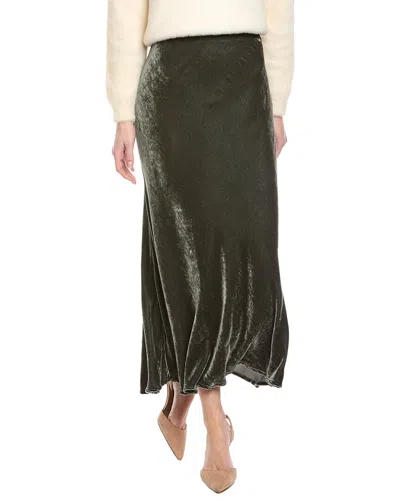 Velvet By Graham & Spencer Eza Velvet Silk-blend Skirt In Green