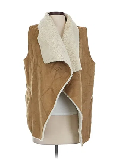 Pre-owned Velvet By Graham & Spencer Faux Fur Vest In Brown