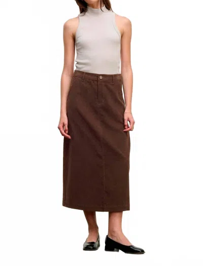 Velvet By Graham & Spencer Fia Midi Skirt In Bark In Brown