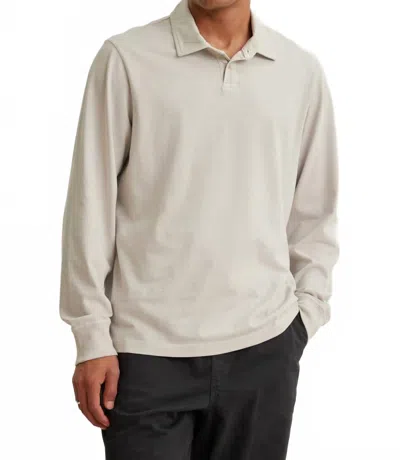 Velvet By Graham & Spencer Flint Long Sleeve Polo Shirt In Pebble In White