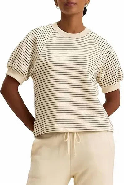 Velvet By Graham & Spencer Gabi Short Sleeve Puff Raglan Top In Natural/charcoal In Neutral