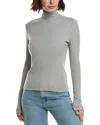 Velvet By Graham & Spencer Helms Mock Neck Baby Rib T-shirt In Gray