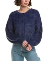 Velvet By Graham & Spencer Holland Shaggy Cardigan In Blue