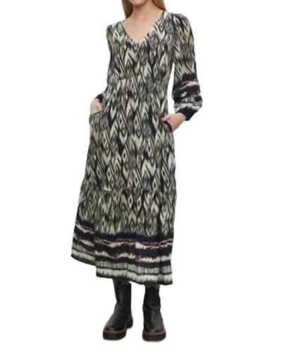 Velvet By Graham & Spencer Ikat Catherine Dress In Black/ecru In Multi