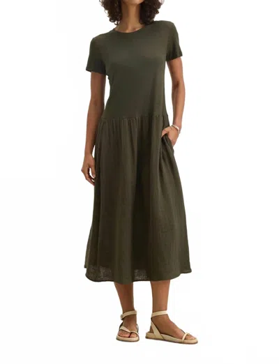 Velvet By Graham & Spencer Itza Cotton Midi Dress In Hedge In Green