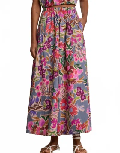 Velvet By Graham & Spencer Jess Pull-on Floral Skirt In Tahiti In Blue