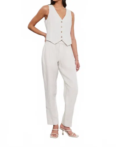 Velvet By Graham & Spencer Jessie Heavy Linen Pant In Bisque In White