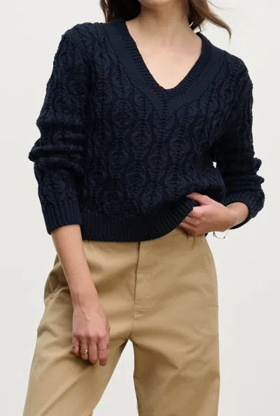 Velvet By Graham & Spencer Joyce Long Sleeve Sweater In Navy In Blue