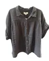 Velvet By Graham & Spencer Julieta Short Sleeve Button Down Shirt In Ink