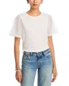 Velvet By Graham & Spencer Justine Mesh Sleeve Top In White