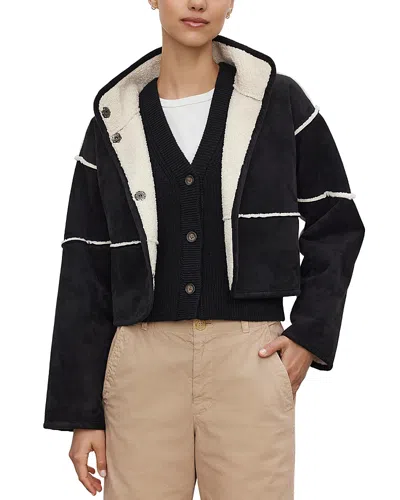 Velvet By Graham & Spencer Kelly Reversible Faux Shearling Cropped Jacket In Black