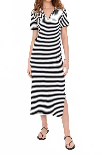 Velvet By Graham & Spencer Khan Jersey Stripe Midi Dress In Navy