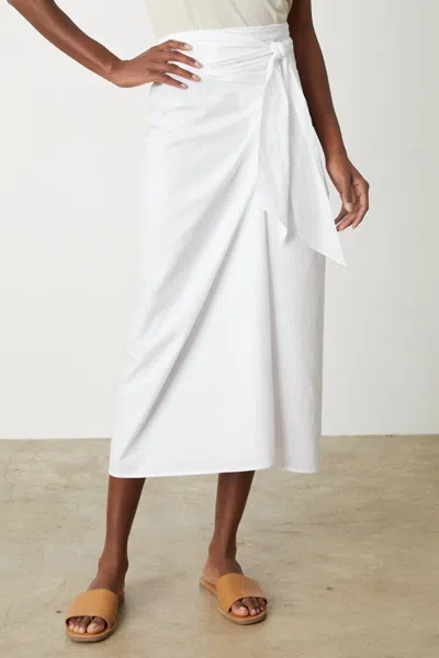 Velvet By Graham & Spencer Leena Cotton Tie Front Skirt In White In Multi