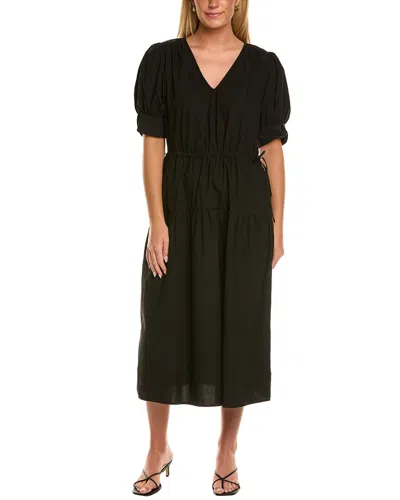 Velvet By Graham & Spencer Lianna Short Sleeve Midi Dress In Black