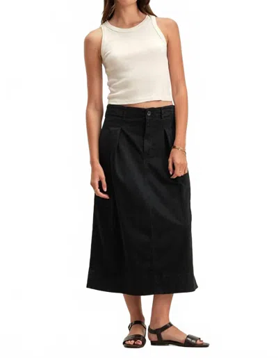 Velvet By Graham & Spencer Lilian Pleated Denim Skirt In Vintage Black