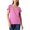 Velvet By Graham & Spencer Lilith Short Sleeve Cotton Slub Tee In Lotus In Pink