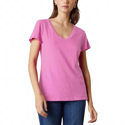 Velvet By Graham & Spencer Lilith Short Sleeve Cotton Slub Tee In Lotus In Pink