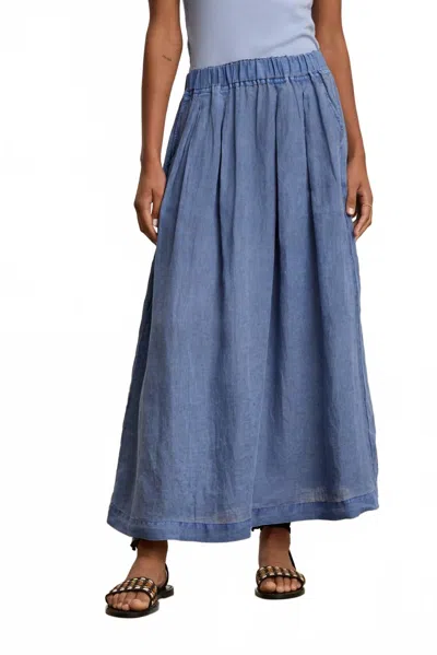 Velvet By Graham & Spencer Linda Linen Skirt In Indigo In Blue