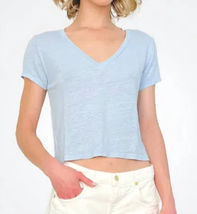 Velvet By Graham & Spencer Linen Knit Amber Tee In Stream In Blue