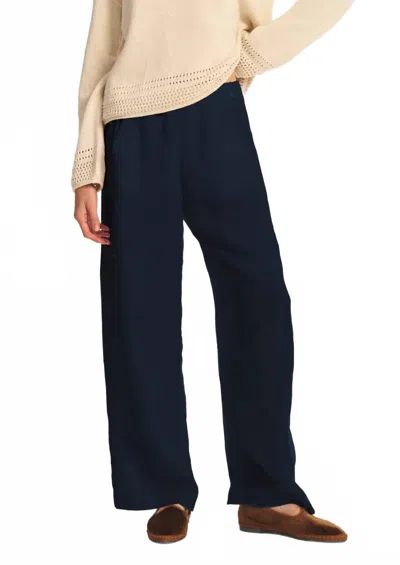 Velvet By Graham & Spencer Lola Linen Wide Leg Pant In Axe In Blue